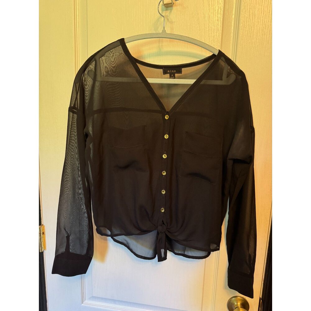 Sheer black button-down blouse from Mine